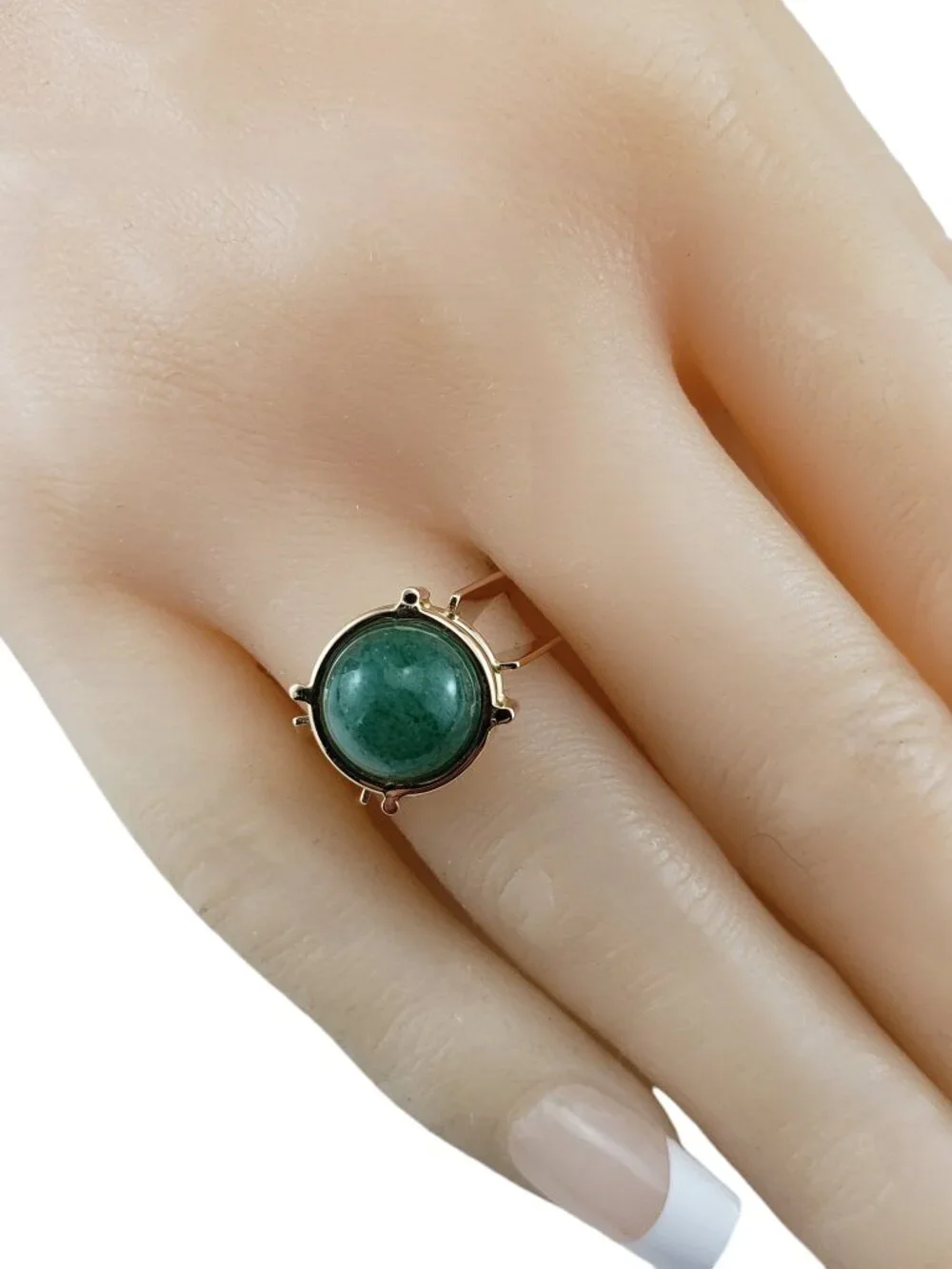 14 Karat Yellow Gold Aventurine Quartz Double Band Ring Size 7 #19043 - Picture 9 of 9